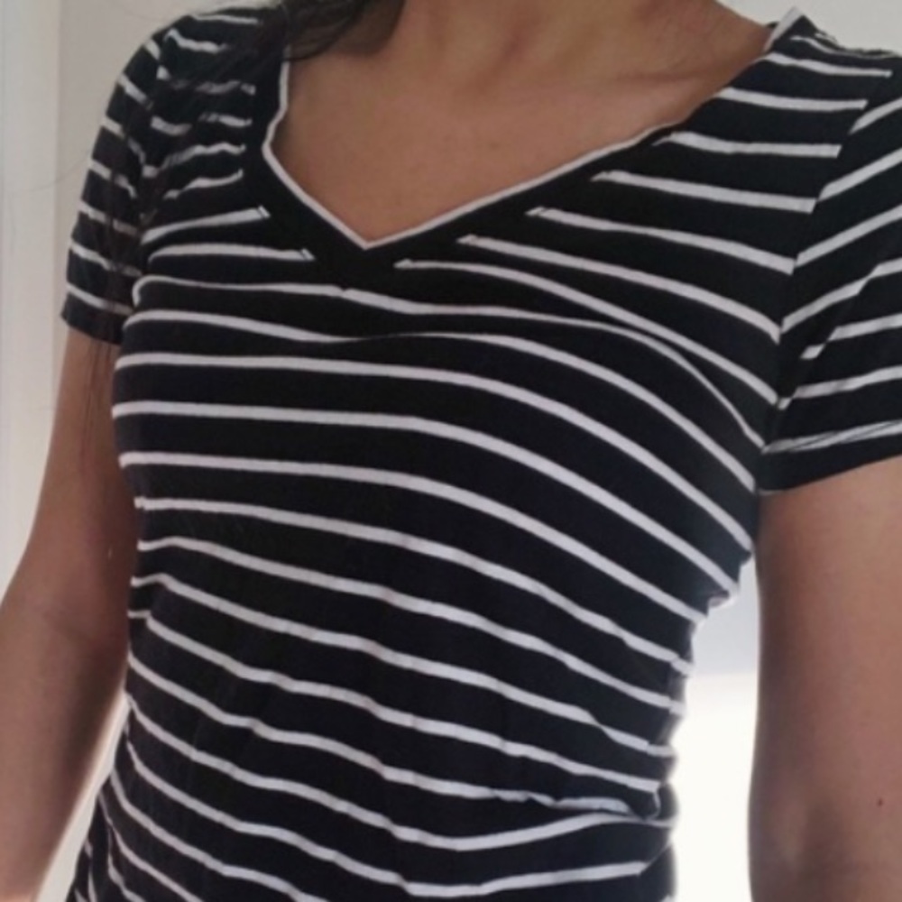 Hollister Black and White Striped T Shirt